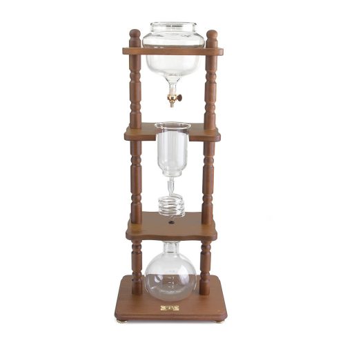 Yama Cold Brew Tower 6-8 Cup Cold Drip Maker Curved Brown Wood Frame (32oz) -0